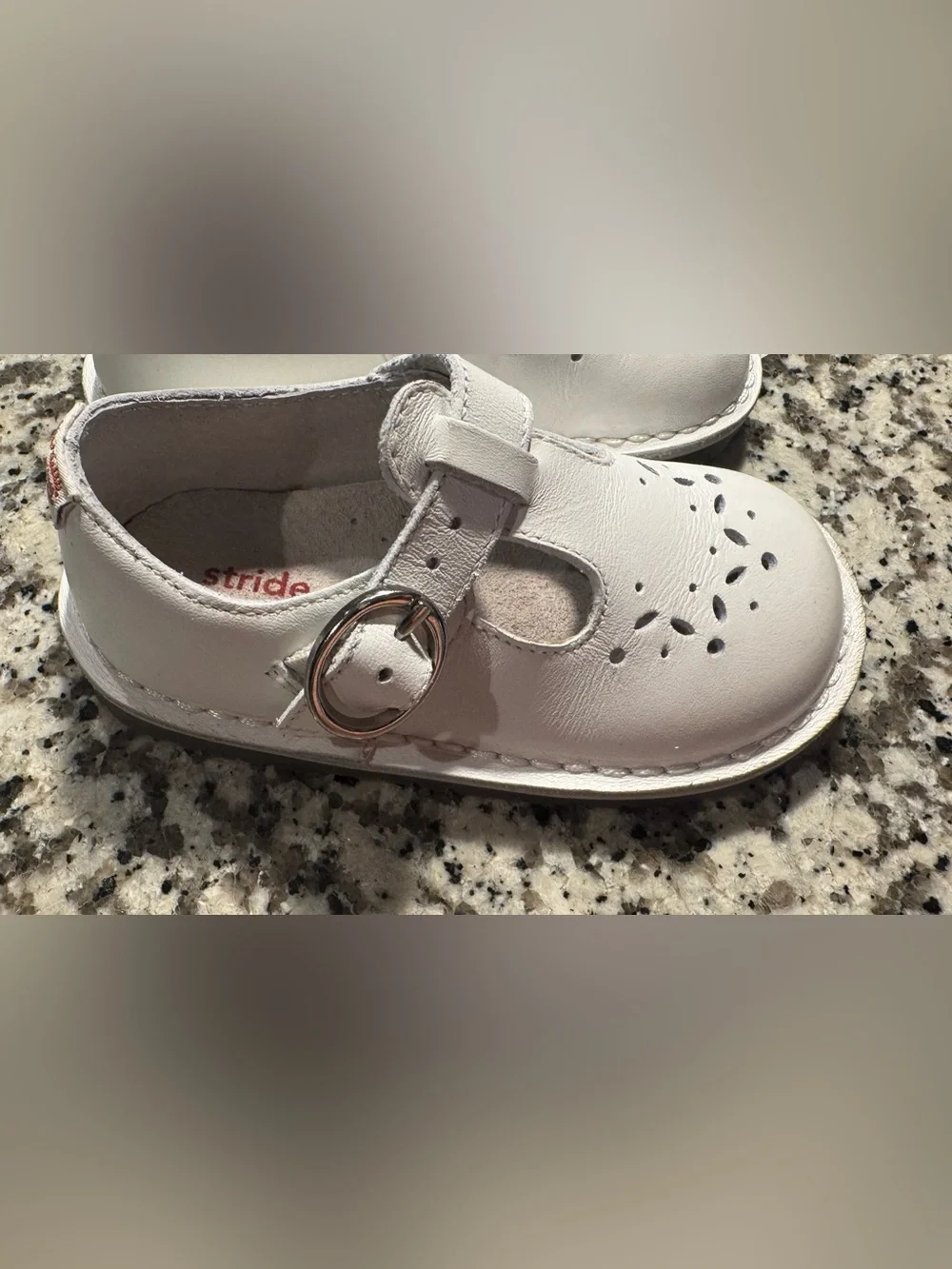 Stride Rite White Leather T-Strap Mary Jane Toddler Shoes